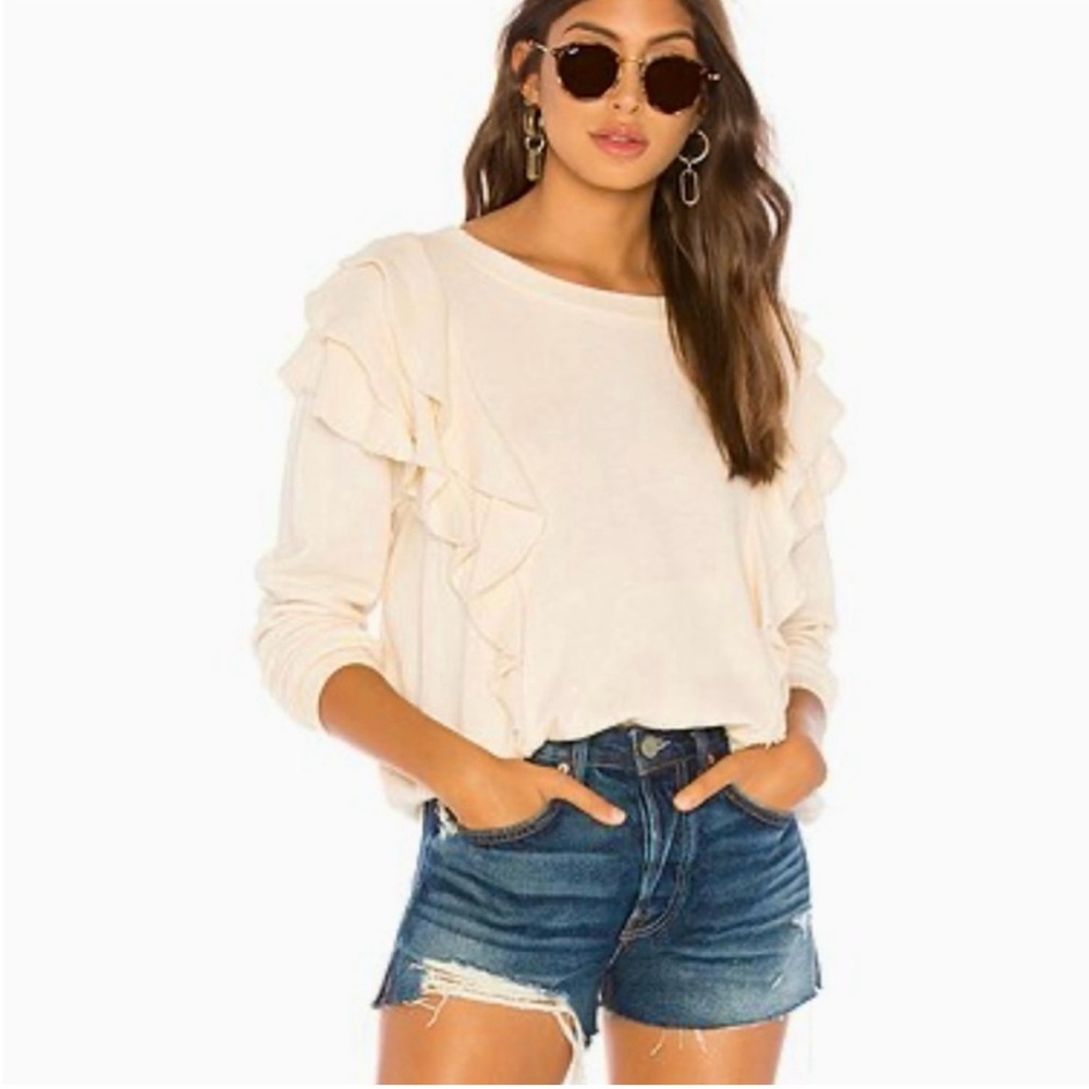 Love Shack Fancy ruffled “buttercream” sweatshirt. Size  Medium - Retail $298